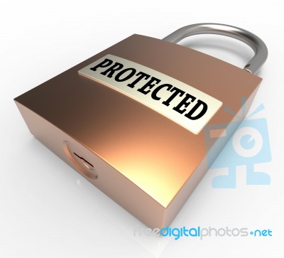 Protected Padlock Means Secured Lock 3d Rendering Stock Image