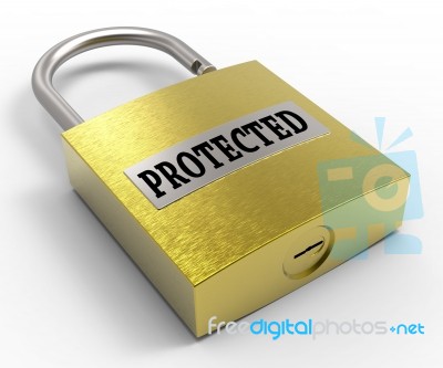 Protected Padlock Shows Restricted And Secured 3d Rendering Stock Image