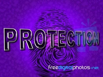 Protection Fingerprint Means Security Encrypt And Secured Stock Image