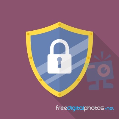 Protective Shield Flat Icon Stock Image