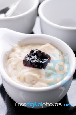 Prune Yogurt Stock Photo