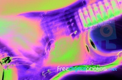 Psychedelic Guitar Stock Photo