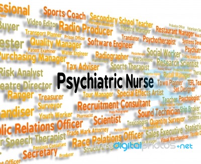 Psychiatric Nurse Means Nervous Breakdown And Employee Stock Image