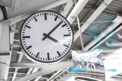 Public Clock At Metro Station Stock Photo