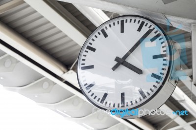 Public Clock At Metro Station Stock Photo