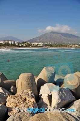 Puerto Banus Beach Stock Photo