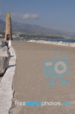 Puerto Banus Lighthouse Stock Photo