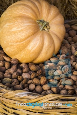 Pumpkin And Almonds Stock Photo