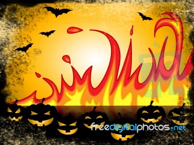 Pumpkin Halloween Represents Trick Or Treat And Blaze Stock Image