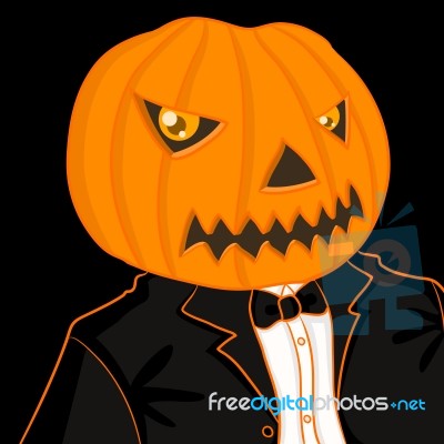 Pumpkin Man Portrait Stock Image