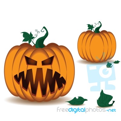 Pumpkin Scary Face Of Happy Halloween Isolated On White Background Stock Image