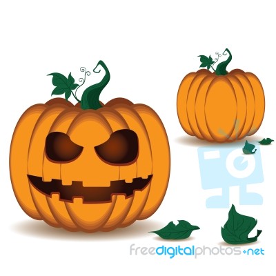 Pumpkin Scary Face Of Happy Halloween On White Background Stock Image