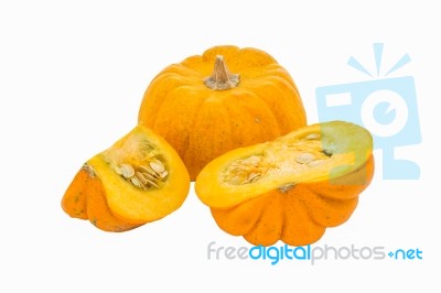 Pumpkins On White Background Stock Photo