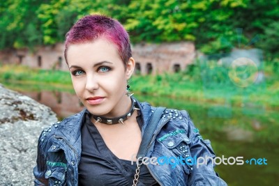 Punk Girl Portrait Stock Photo