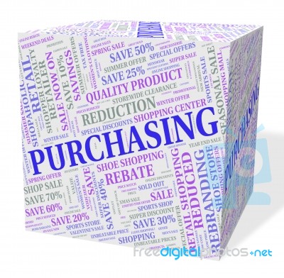 Purchasing Cube Means Client Purchase And Text Stock Image