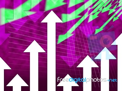 Purple Arrows Background Means Visual Information And Pointing
 Stock Image