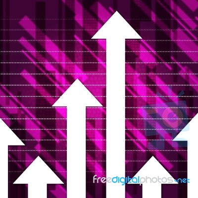 Purple Arrows Show Upwards Increase And Growth
 Stock Image