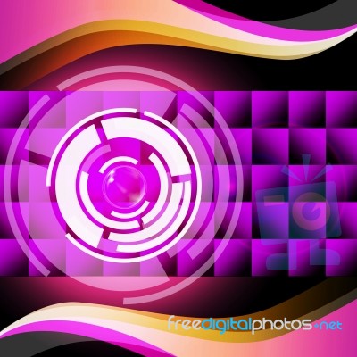 Purple Circles Background Shows Record Player And Music
 Stock Image