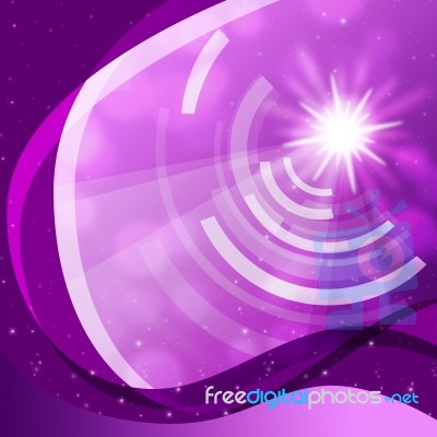 Purple Curvy Background Shows Sun And Data Waves
 Stock Image