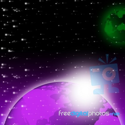 Purple Earth Background Shows Brightness Planet And Heavens
 Stock Image