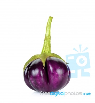 Purple Eggplant Isolated On A White Stock Photo