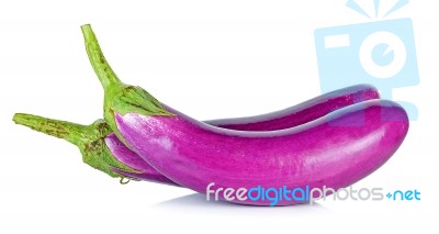 Purple Eggplant Isolated On The White Background Stock Photo