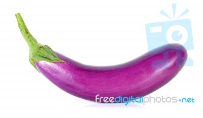 Purple Eggplant Isolated On The White Background Stock Photo