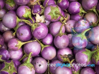 Purple Eggplants Stock Photo