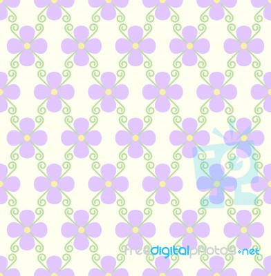 Purple Flower And Spiral Seamless Pattern On Pastel Background Stock Image