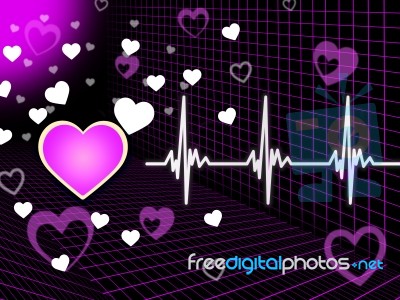 Purple Heart Background Means Organ Blood And Grid 
 Stock Image