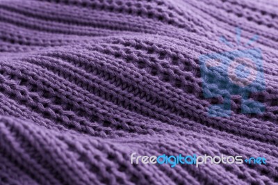 Purple Knit Fabric Background Stock Photo