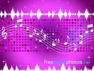 Purple Music Background Means Sparkling Sqaures And Party
 Stock Image