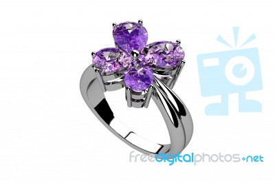 Purple Silver Engagement Ring Stock Image