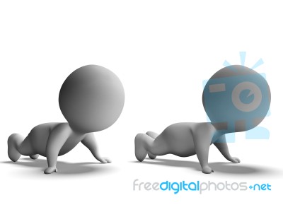 Push Ups Or Pressups Done By 3d Characters Stock Image