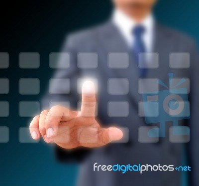 Pushing A Touch Screen Interface Stock Photo