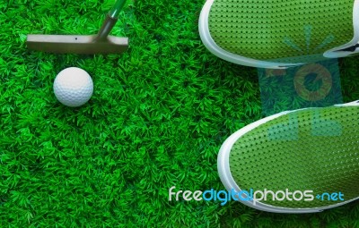 Putting Golf On Freen Stock Photo