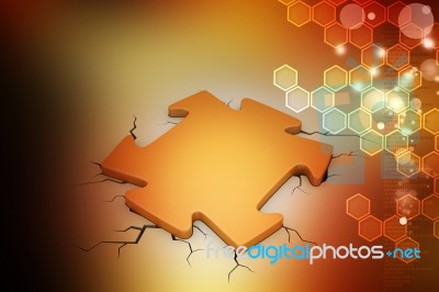 Puzzle Piece In The Breaking Floor Stock Image