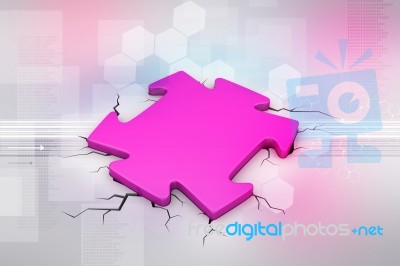 Puzzle Piece In The Breaking Floor Stock Image