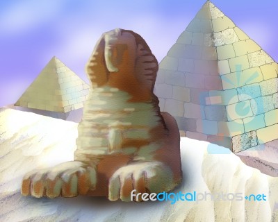 Pyramids And Sphinx Stock Image