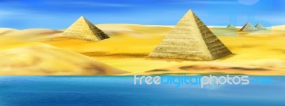 Pyramids On The Banks Of The Nile River In Egypt Stock Image