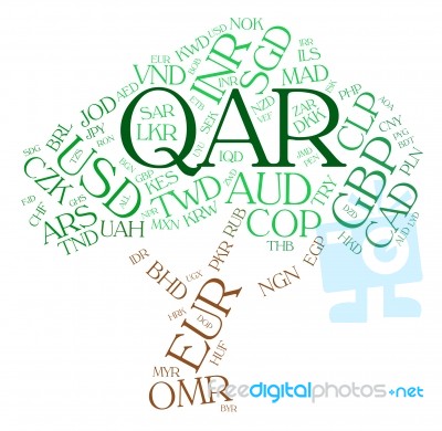 Qar Currency Indicates Exchange Rate And Fx Stock Image