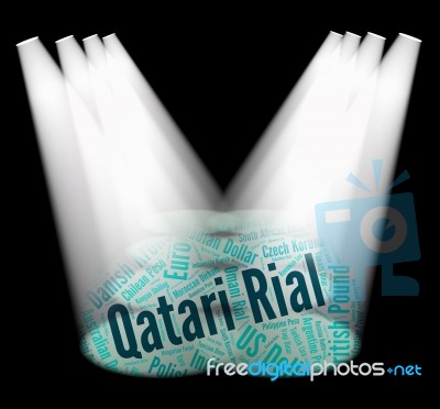 Qatari Rial Indicates Foreign Currency And Currencies Stock Image