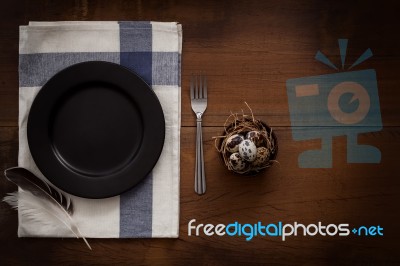 Quail Eggs Flat Lay Still Life Rustic With Food Stylish Stock Photo