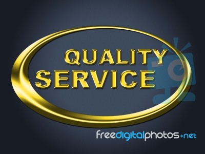 Quality Service Sign Represents Help Desk And Advice Stock Image