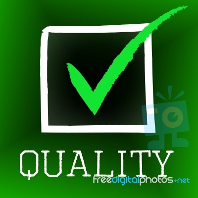 Quality Tick Indicates Ok Approved And Satisfaction Stock Image