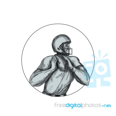 Quarterback Qb Throwing Football Tattoo Stock Image