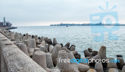 Quay With A Breakwater Stock Photo