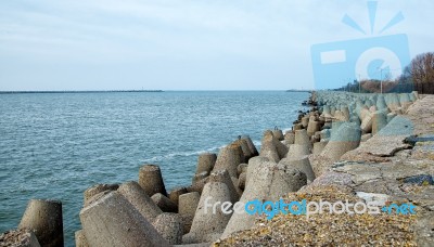 Quay With A Breakwater Stock Photo