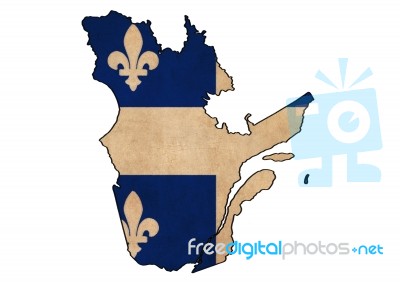 Quebec Map On  Flag Drawing ,grunge And Retro Flag Series Stock Image