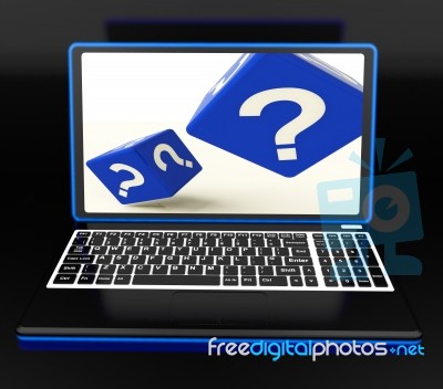 Question Mark On Laptop Showing Confusion Stock Image